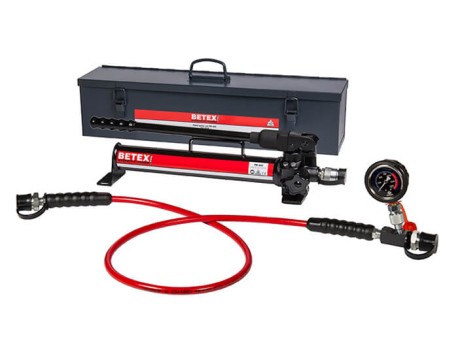 Hydraulic hand pump 2-stage BETEX PB 600 set red hose