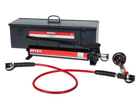 Hydraulic hand pump 2-stage BETEX HC 1500 set red hose